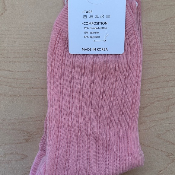 Pink Ribbed Crew Socks - Picture 2 of 3